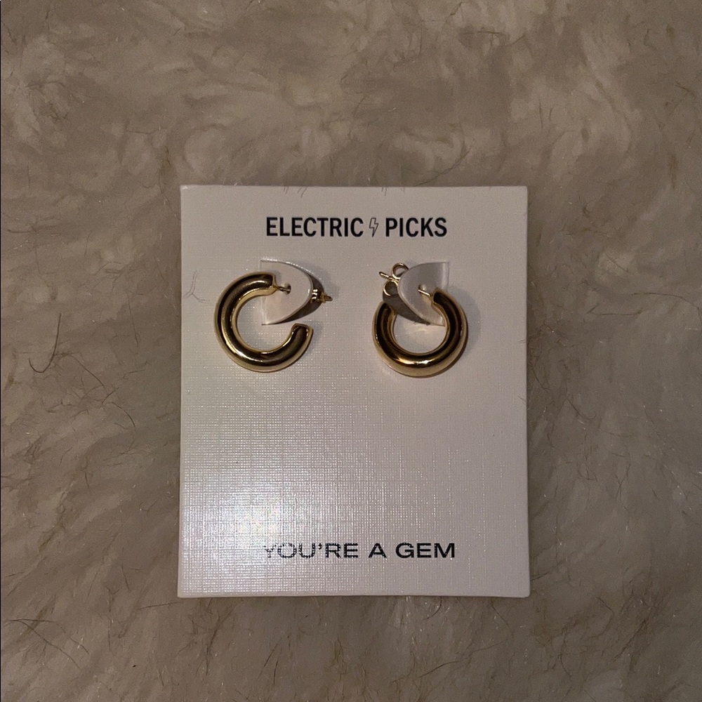 Electric Picks Gold Hoop Earrings